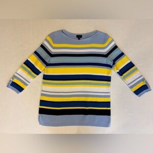 Talbots multicolored striped 3/4 sleeve cotton pullover sweater size small